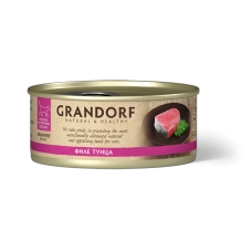 GRANDORF Консервы для кошек, филе тунца в бульоне , 70 г