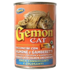 GEMON консервы с лососем и креветками для кошек, 415 г